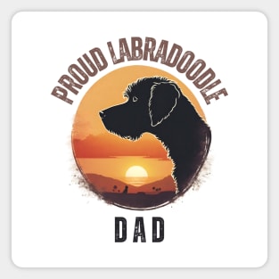 Proud Labradoodle Dad Vintage Sunset Magnet